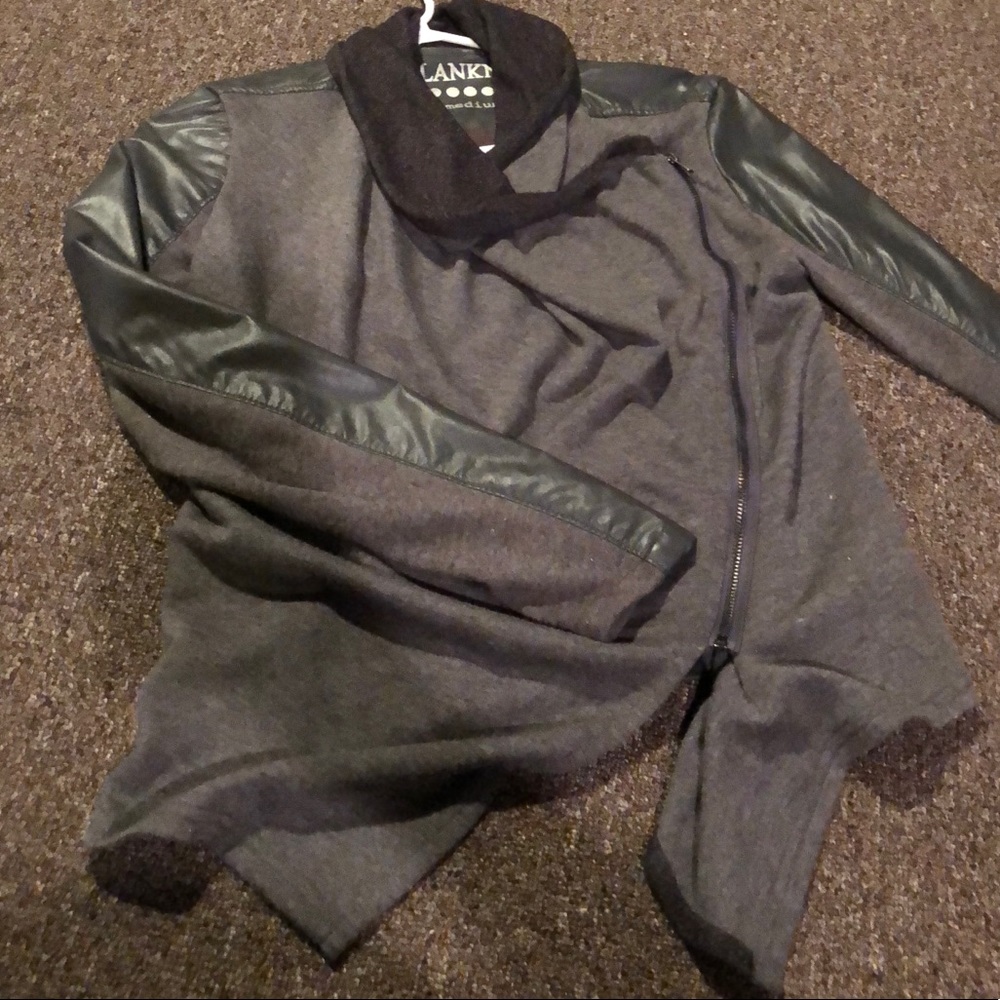 BlankNYC draped asymmetrical vegan leather jacket